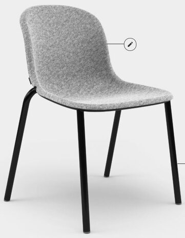 De Vorm LJ2 PET Felt chair frame in Ral kleur naar keuze